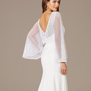 LARA GRACE BEADED LONG SLEEVE BRIDAL CAPELET TOP